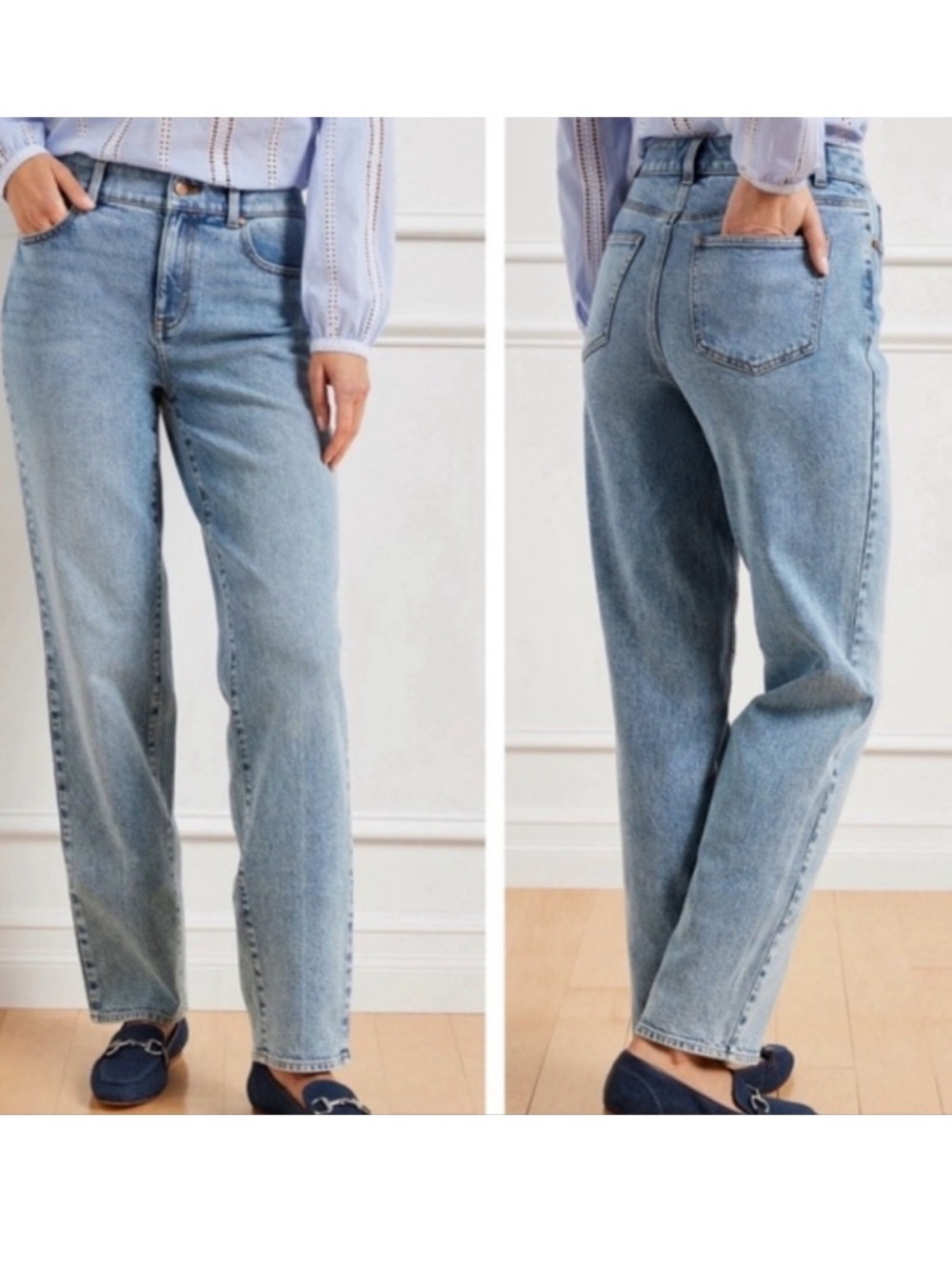 Talbots High Waist Relaxed Jeans Size 12P Lisbon wash light blue pants